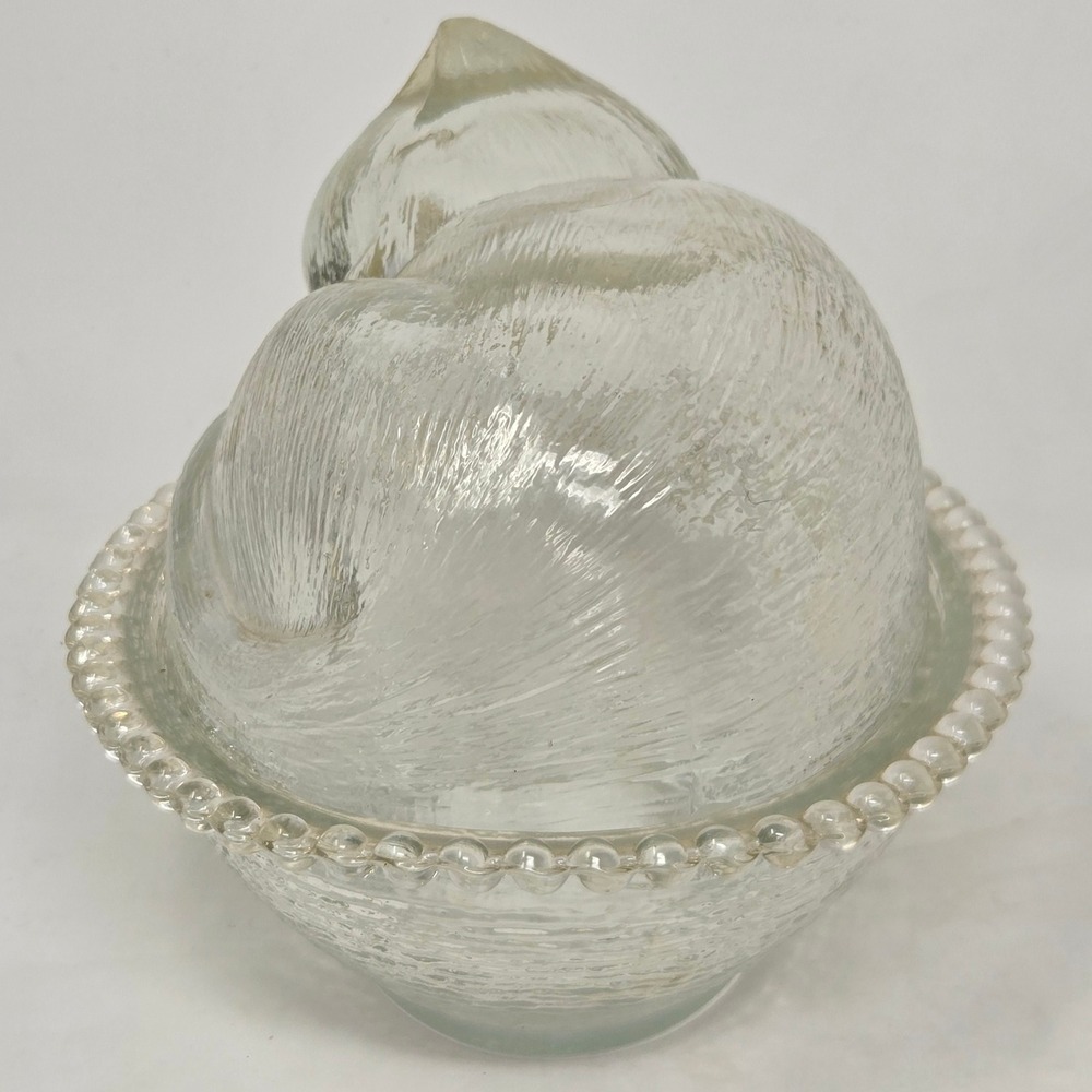 Vintage Cat On Nest Confections Indiana Glass KITTEN CANDY BOX Candy Dish - Picture 5 of 11